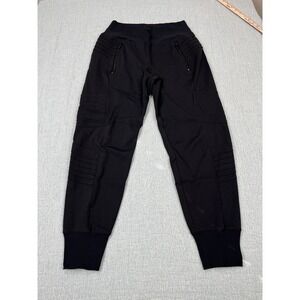 Athleta Venice Moto Jogger Pants Black Sz Small High Rise Zip Pockets Athleisure
